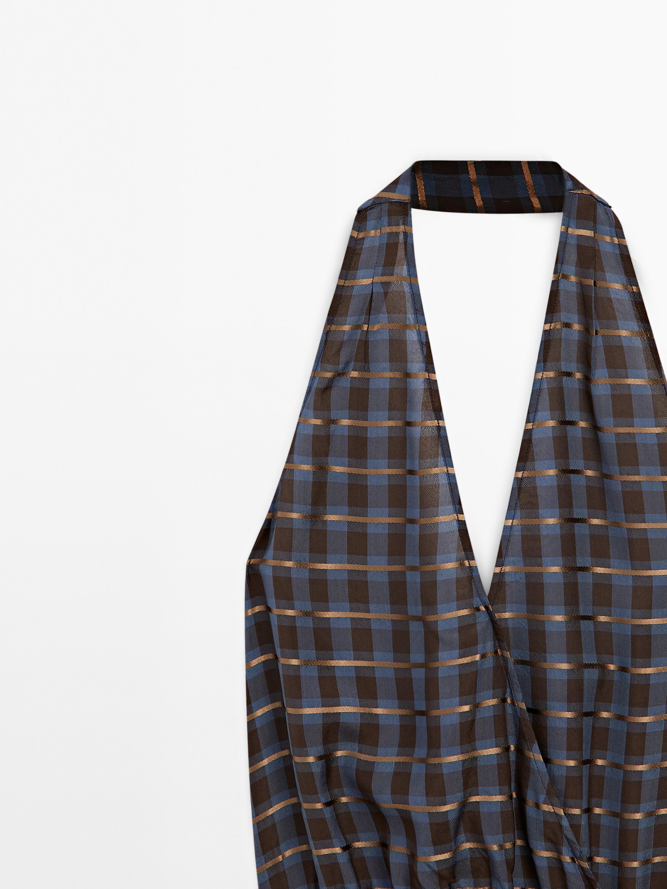 Robe longue ample imprimée à encolure américaine